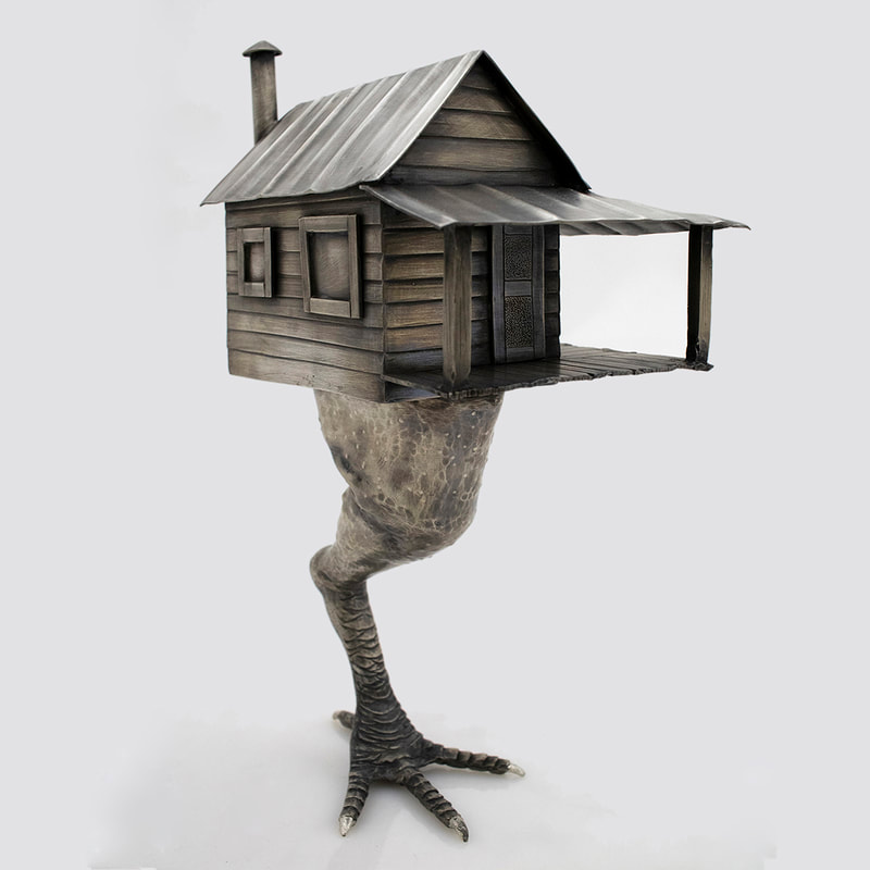 Angle Raised and Chased Shotgun House and Chicken Leg Sculpture