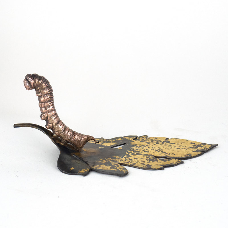 Forged and chased copper steel and gold keum boo
